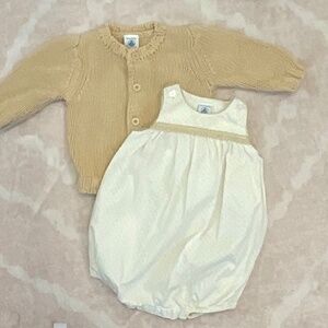 Petit Bateau Bubble Suit and Matching Cardigan Size 3 months